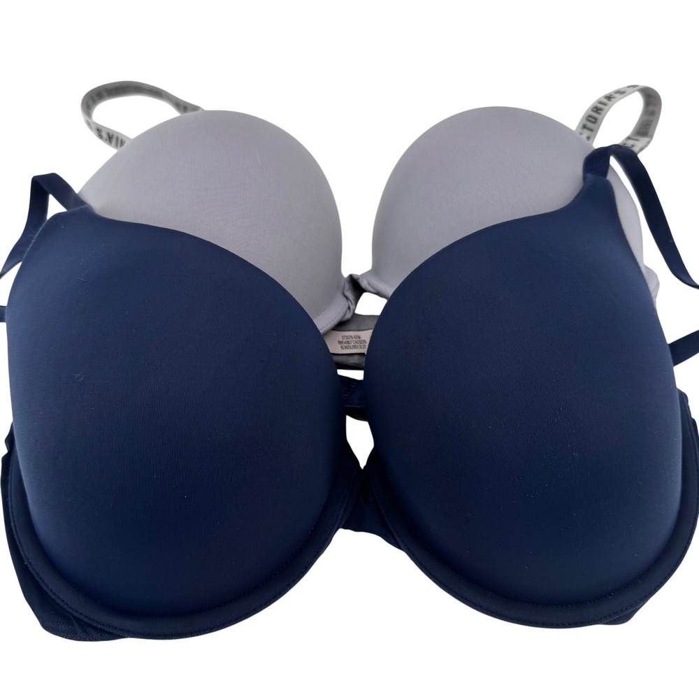 Victoria's Secret Bra Bundle 34DD T-Shirt Push-Up & Perfect Shape Navy Lilac 2pk